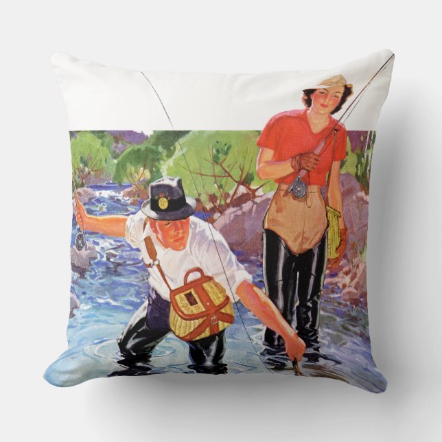 Netting A Fish by R.J. Cavaliere Cushion (Front)