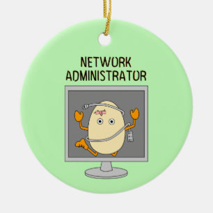 Network Administrator Egghead Ceramic Tree Decoration