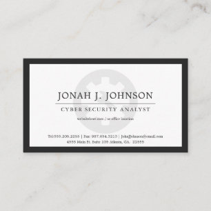Network Administrator Minimal Style BW Blk Bdr Business Card
