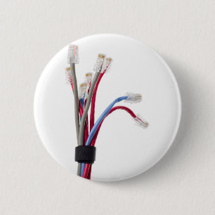 Network cables 6 cm round badge