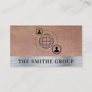Network Communication Icon Metallic Background Business Card