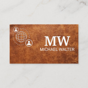 Network Communication Monogram Leather Business Card