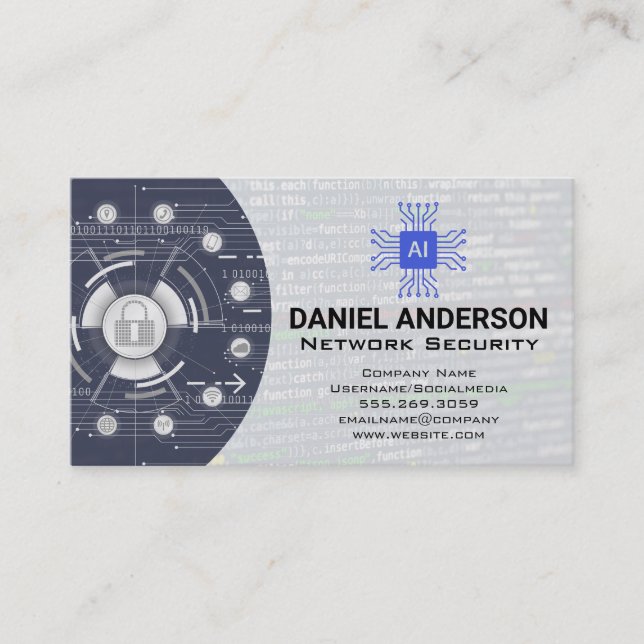 Network Communications | Ai Tech | Cyber Security Business Card (Front)