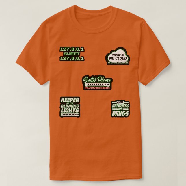 Network Engineer Technician Sticker Pack T-Shirt (Design Front)