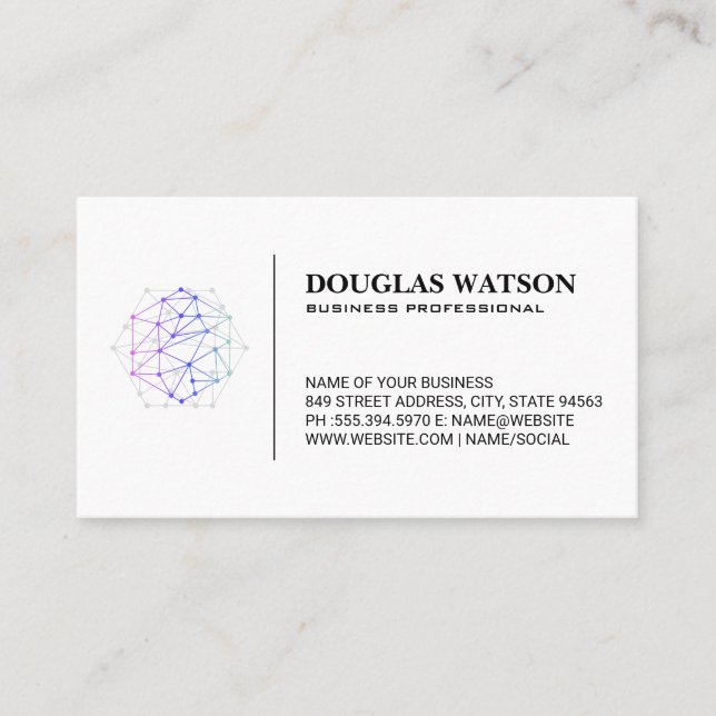 Network Modern Colourful Tech Logo Business Card (Front)