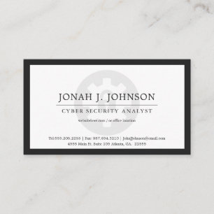 Network Security Minimal Style BW Blk Bdr Business Card
