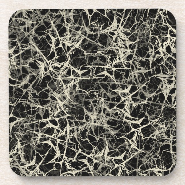 Networking Neurons on Black - seamless pattern.   Coaster (Front)