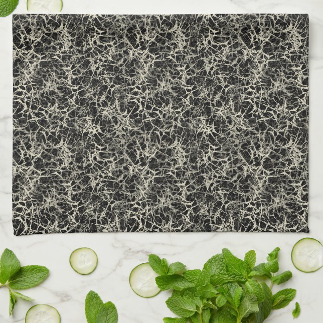 Networking Neurons on Black - seamless pattern.    Tea Towel (Folded)
