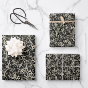 Networking Neurons on Black - seamless pattern. Wrapping Paper Sheet