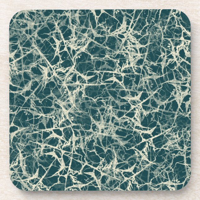 Networking Neurons on Teal - seamless pattern. Coaster (Front)