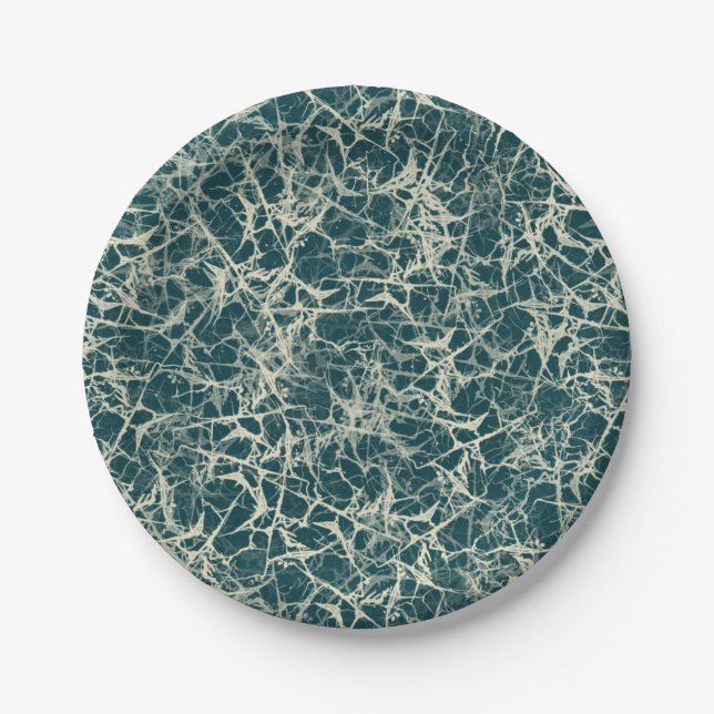 Networking Neurons on Teal - seamless pattern. Paper Plate (Front)
