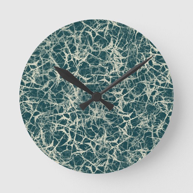 Networking Neurons on Teal - seamless pattern.  Round Clock (Front)