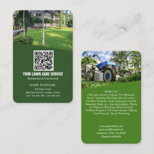Networking QR code Lawncare vertical Business Car Business Card