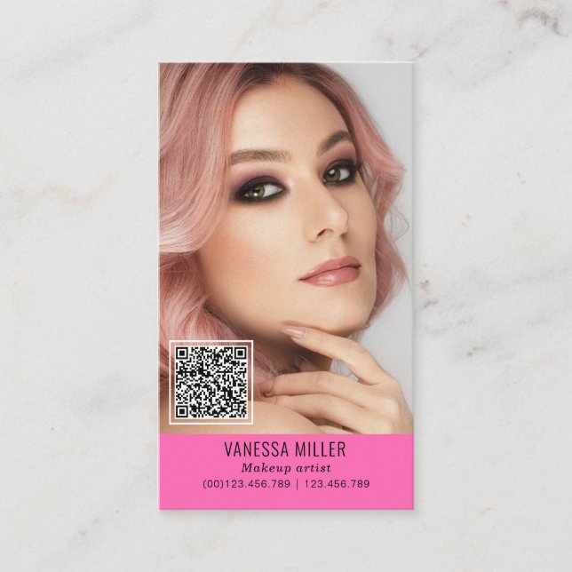 Networking QR code makeup artist vertical photo Bu Business Card (Front)