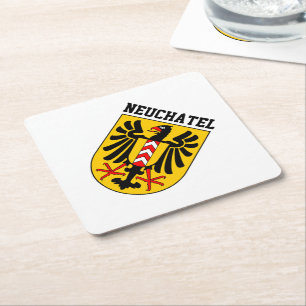 Neuchâtel coat of arms, Switzerland Square Paper Coaster