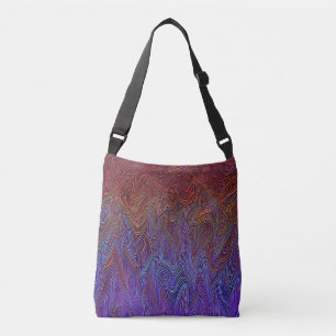 "Neural Firestorm" Abstract” Red Blue Crossbody Bag