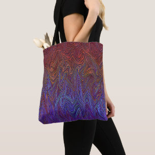 "Neural Firestorm" Abstract” Red Blue Tote Bag