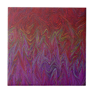 "Neural Firestorm" Abstract” Red Purple Tile