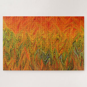 "Neural Firestorm" Abstract Yellow Orange Jigsaw Puzzle