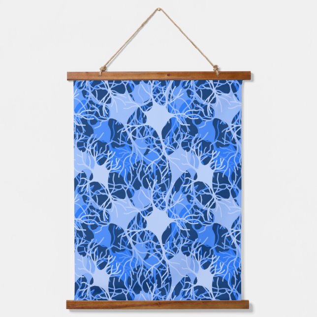 Neural Network Blue Neurons Hanging Tapestry (Front)