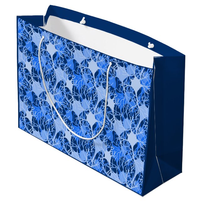 Neural Network Blue Neurons Large Gift Bag (Back Angled)