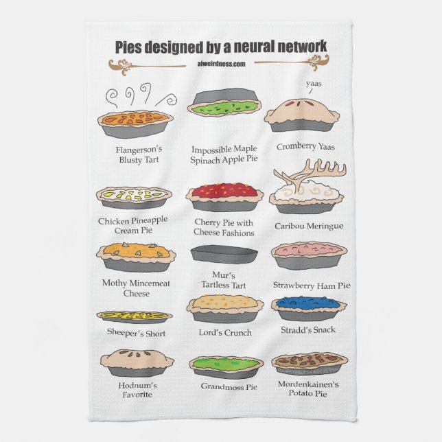 Neural network pies tea towel (Vertical)