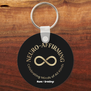 Neuro Affirming Rainbow Infinity Art Neurodiverse Key Ring