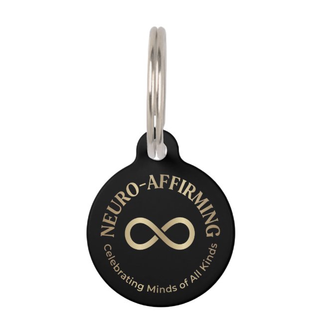 Neuro Affirming Rainbow Infinity Art Neurodiverse Pet Tag (Front)