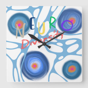 Neuro Autism Aspergers Sensory Square Wall Clock