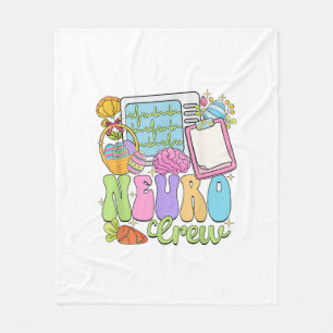 Neuro Crew Happy Easter Day Hoppy Neurology Nurse Fleece Blanket