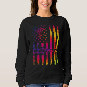 Neuro Icu Nurse Us Flag Neurology Intensive Care U Sweatshirt