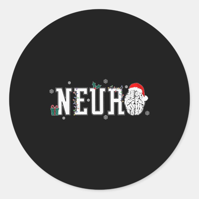 Neuro Nurse Brain Santa Hat Neuroscience Nursing C Classic Round Sticker (Front)