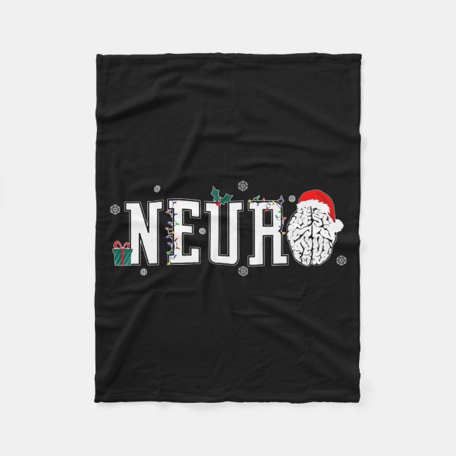 Neuro Nurse Brain Santa Hat Neuroscience Nursing C Fleece Blanket (Front)