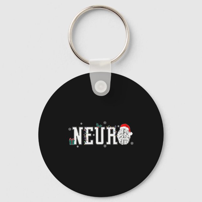 Neuro Nurse Brain Santa Hat Neuroscience Nursing C Key Ring (Front)