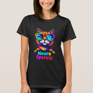 Neuro Sparkly Colourful Cat T-Shirt