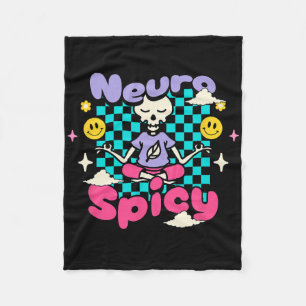 Neuro Spicy Adhd Autism Awareness Retro Groovy Ske Fleece Blanket