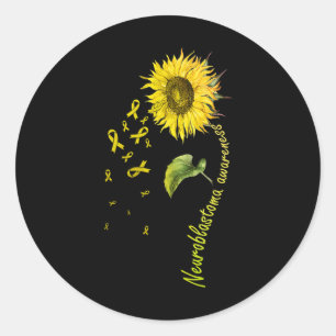 Neuroblastoma Awareness Sunflower Classic Round Sticker
