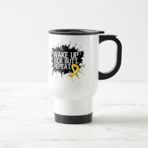 Neuroblastoma Cancer Wake Up Kick Butt Repeat Travel Mug