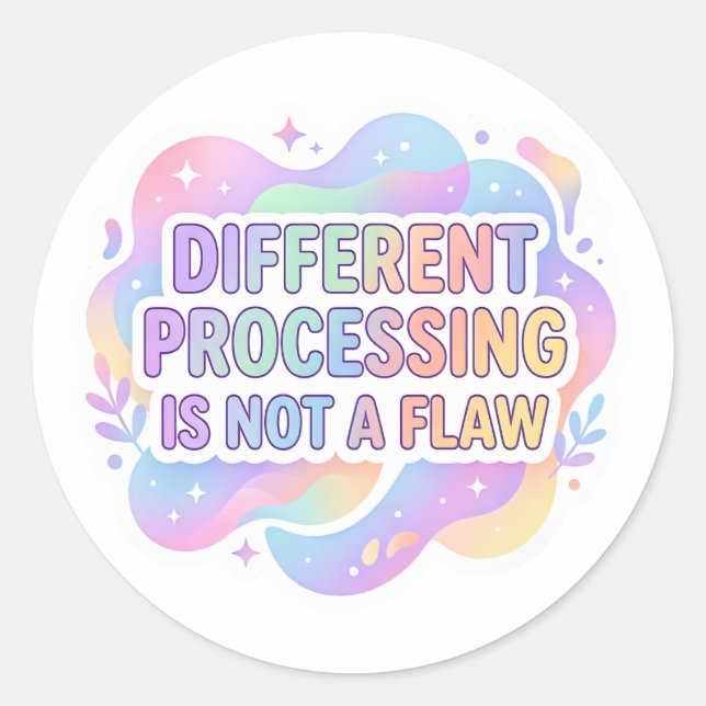 Neurodivergent Affirmation Pastel Typography Decal Classic Round Sticker (Front)