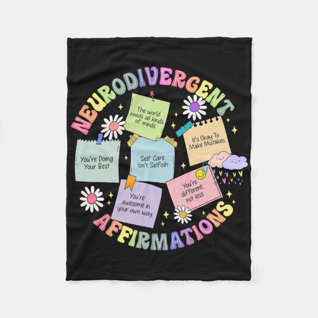 Neurodivergent Affirmations Autism Awareness Under Fleece Blanket (Front)