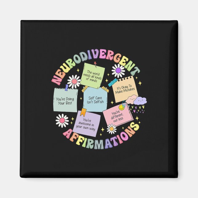 Neurodivergent Affirmations Autism Awareness Under Magnet (Front)