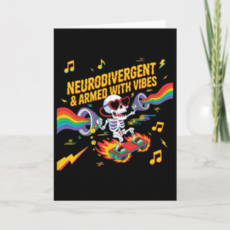 Neurodivergent Armed With Vibes Skeleton Skateboar Card