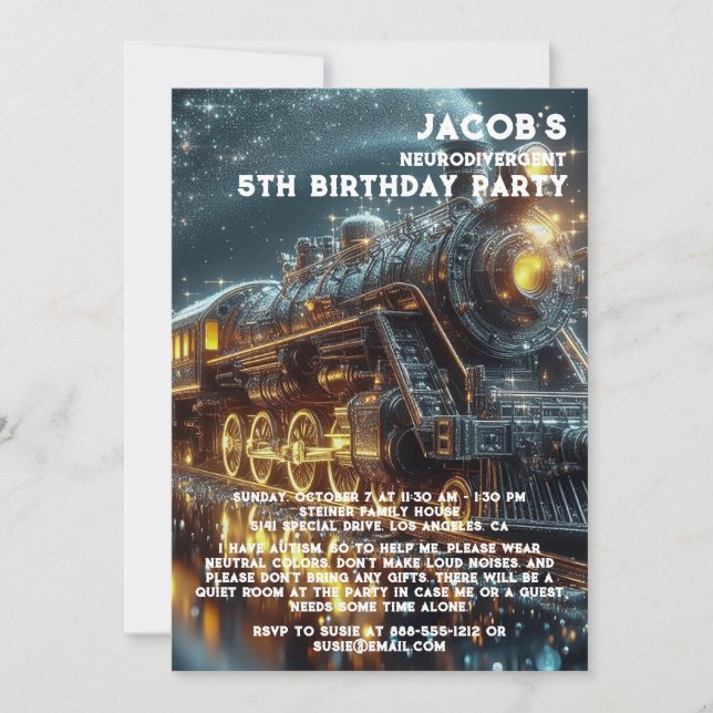 Neurodivergent Autistic Birthday Party Invitation (Front)