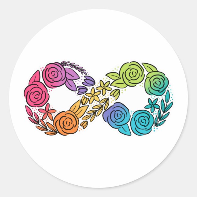 Neurodivergent infinity floral sign sticker (Front)