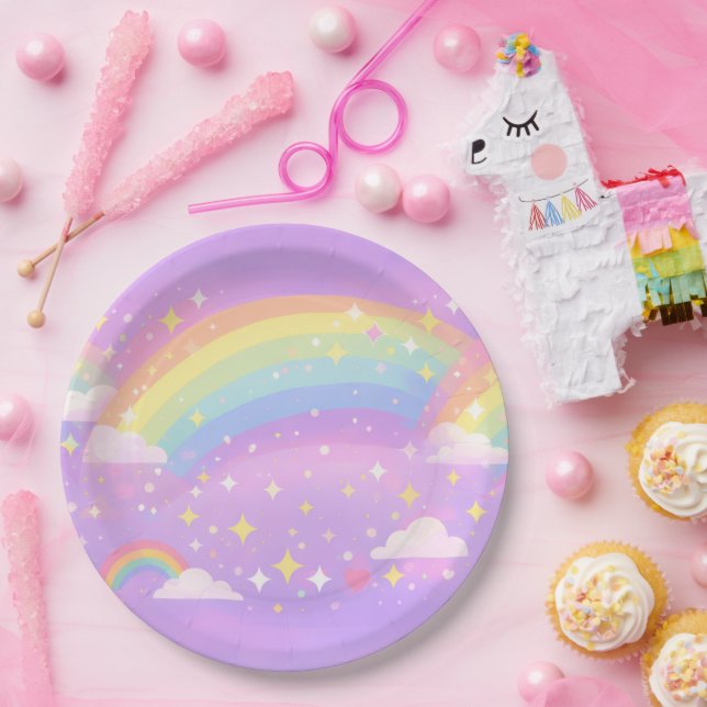 Neurodivergent Pastel Rainbow Party Paper Plate (Party)