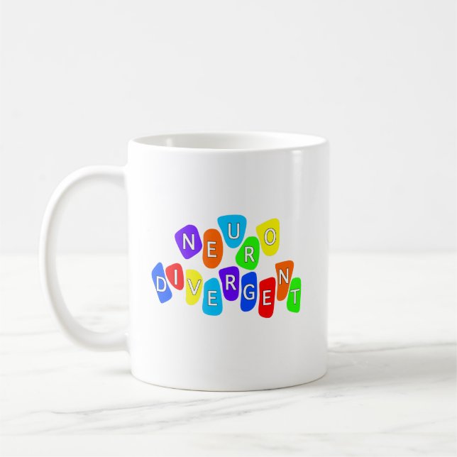 Neurodivergent | Rainbow Neurodiversity Awareness Coffee Mug (Left)