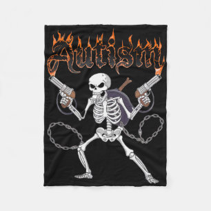 Neurodivergent Skeleton Warrior Autism Awareness Fleece Blanket
