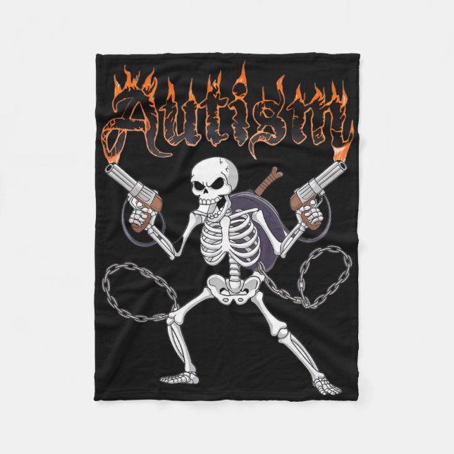 Neurodivergent Skeleton Warrior Autism Awareness  Fleece Blanket (Front)