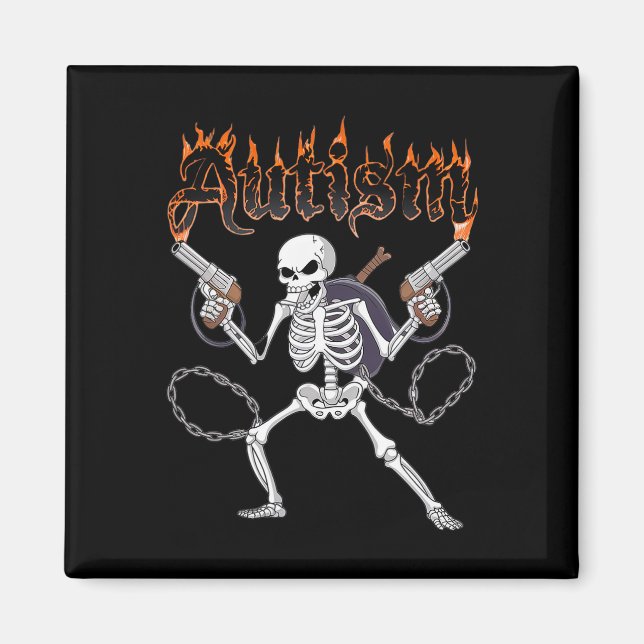 Neurodivergent Skeleton Warrior Autism Awareness  Magnet (Front)