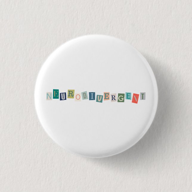 Neurodivergent typography Neurodiversity Awareness 3 Cm Round Badge (Front)